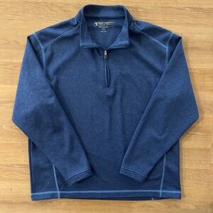 Pebble Beach Performance Mens Medium Blue Quarter Zip Pullover Long Sleeve Golf